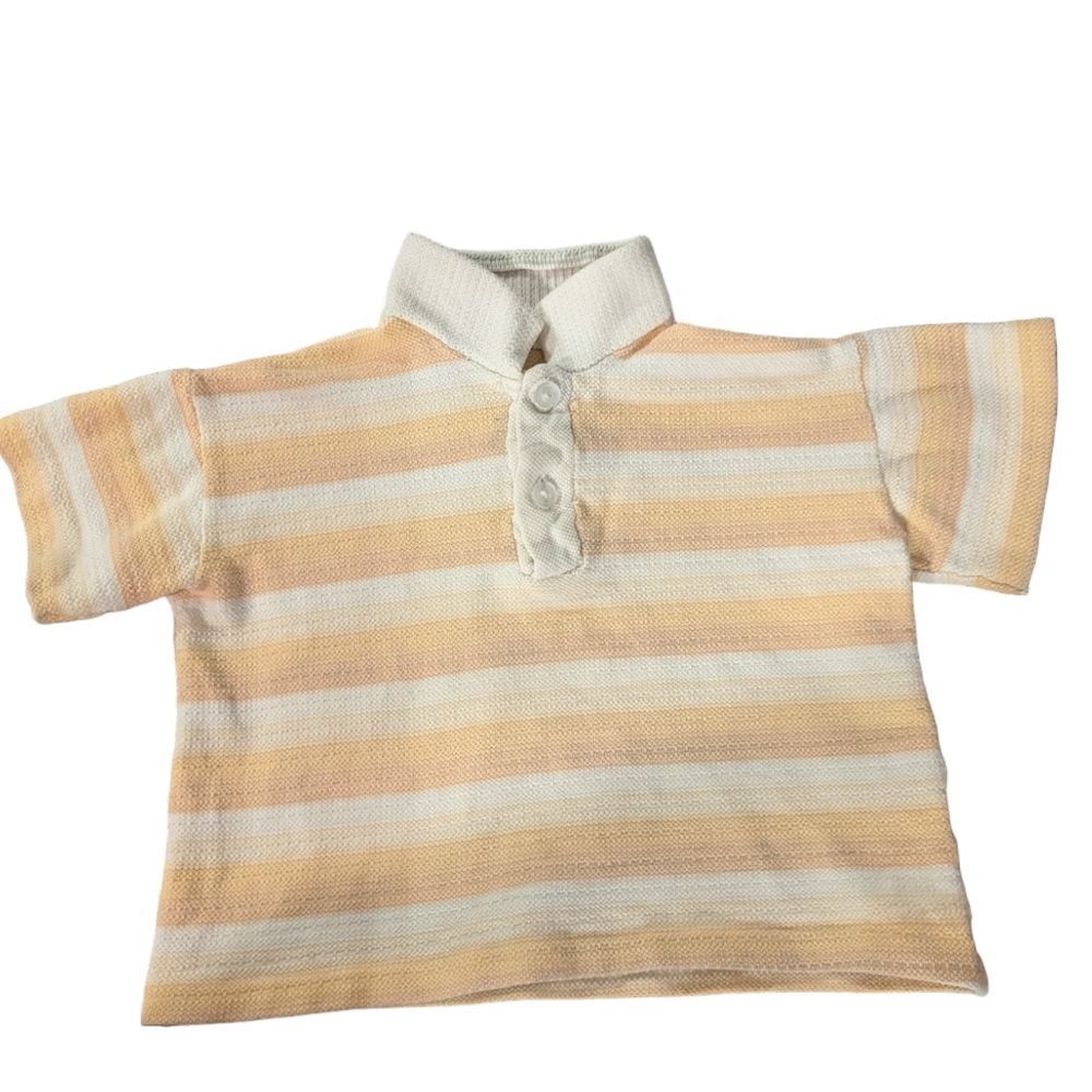 kids 60s/70s vintage Textured striped neutral top